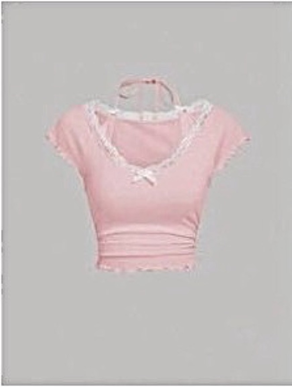 SHEIN Pink Lace Trim Crop Top